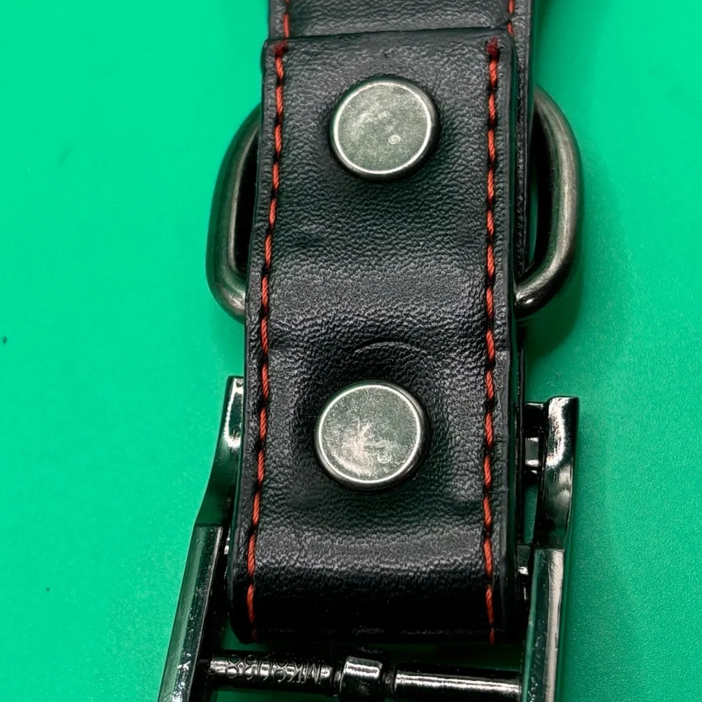 Studded Fashion Dog Collar Black Size Large 24” Adjustable Leather Metal Strong